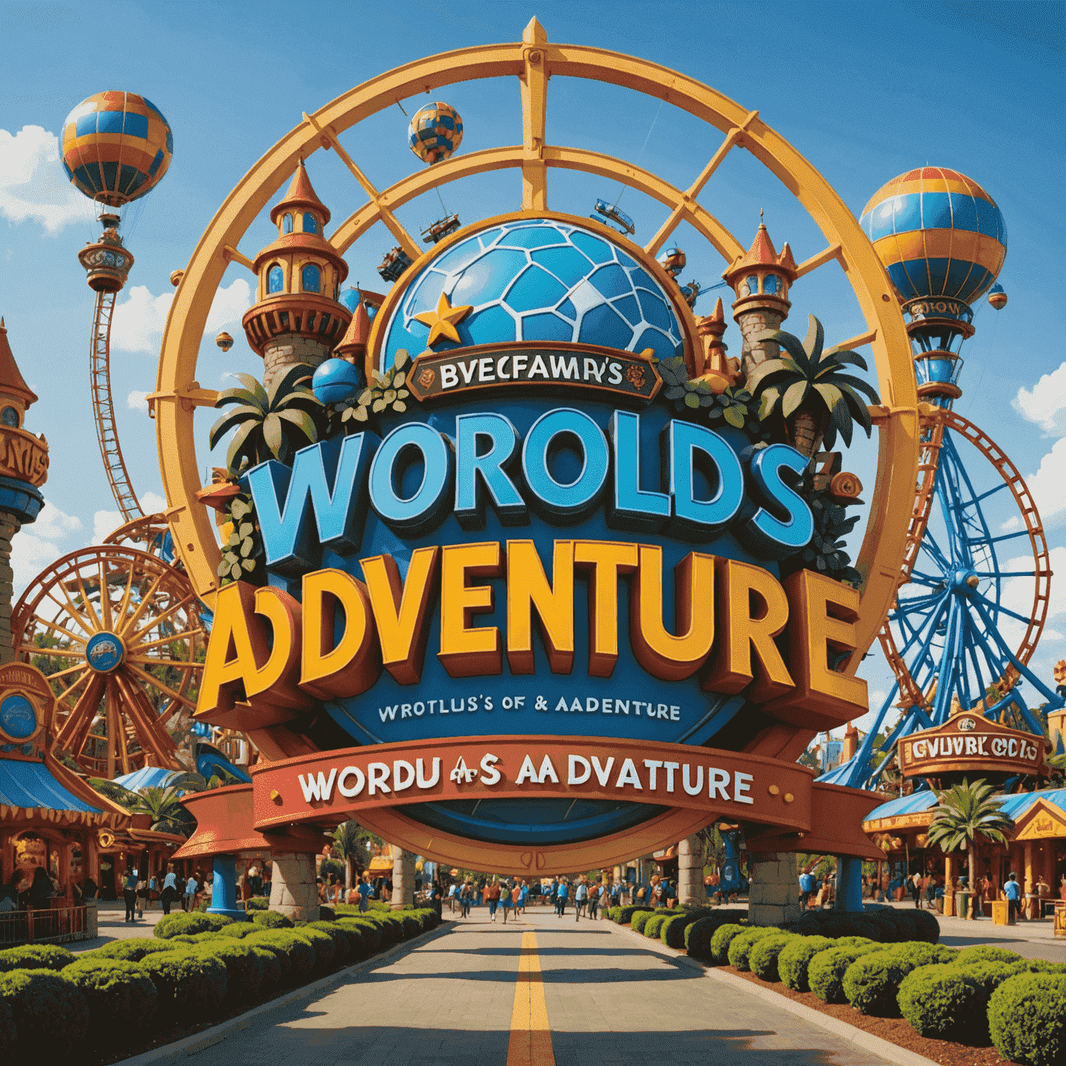 IMG Worlds of Adventure logo featuring vibrant theme park elements and thrilling rides